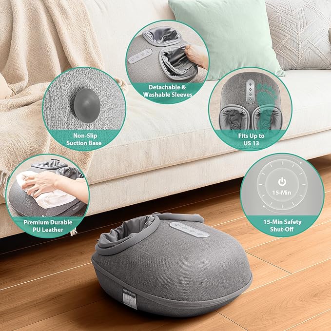 Medcursor Foot Massager with Heat - Shiatsu Deep Kneading, Delivers Relief for Tired Muscles and Plantar, Multi-Level Settings & Adjustable Intensity for Home or Office Use, Gifts for Women Mom