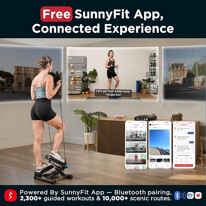 JLL Smart Twist Stepper Machine with Resistance Bands, Space-Saving Portable Mini Stair Stepper for Home, Full Body, Golden Exercise Angle, Dual Hydraulic Quiet Resistance, Adjustable Height,Bluetooth