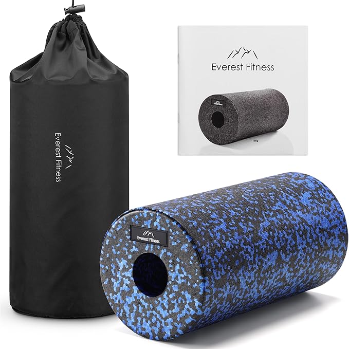 Foam Roller - Medium Density Level - Foam Rollers for Back Pain or Muscle Massage - Deep Tissue Massage - Black/Blue