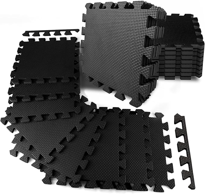 Interlocking Gym Foam Tiles 12 "× 12 ", EVA Foam Gym Flooring for Home Gym, 20 Tiles Non-Slip & Shock-Absorbing Waterproof Floor Mats, Protective Flooring Mat for Workout Equipment, Easy to Store
