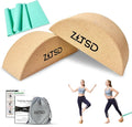 Half Moon Cork Balance Blocks Kit with 4-Week Training Plan for Foot & Ankle Stability, Calf Stretching, Balance Training & Lower Leg Exercise, Includes Resistance Band, Carry Bag & Exercise Guide