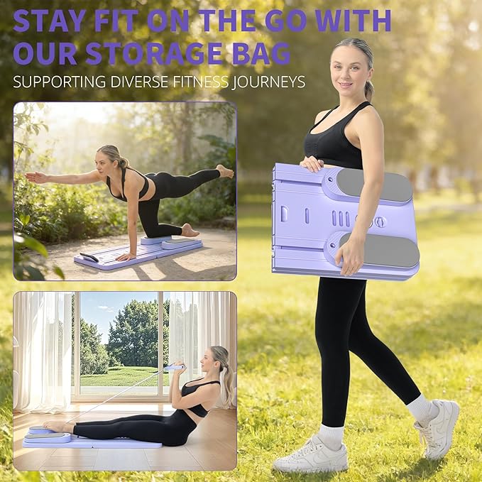 Pilates Board - Pilates Reformer Set, Multi-Purpose Foldable Pilates Reformer Board for Home,11 in 1 Pilates Equipment