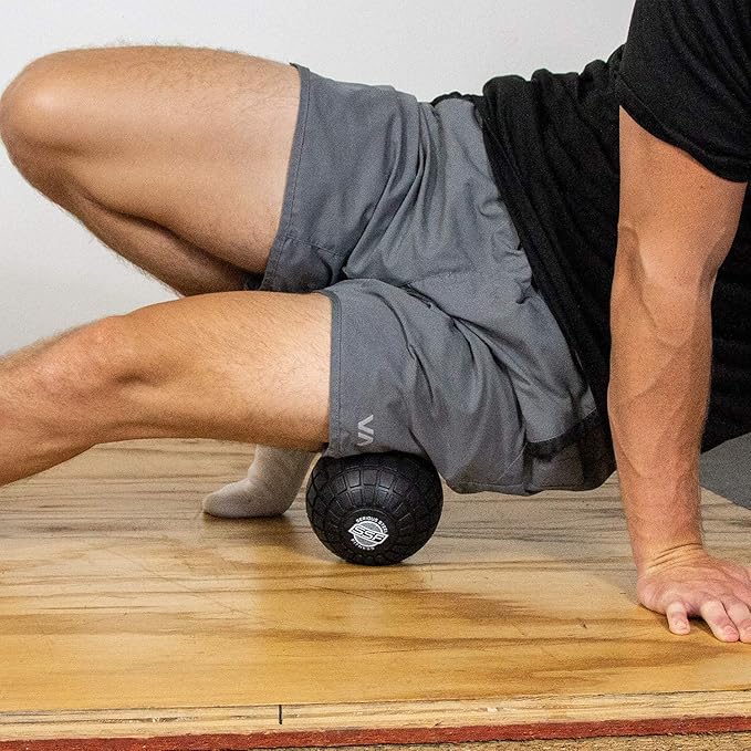 SERIOUS STEEL FITNESS 5" Foam Massage Ball - Deep Tissue Muscle Knot Release Tool - Back, Legs, Shoulders, and More (5" Inch Black Massage Ball)