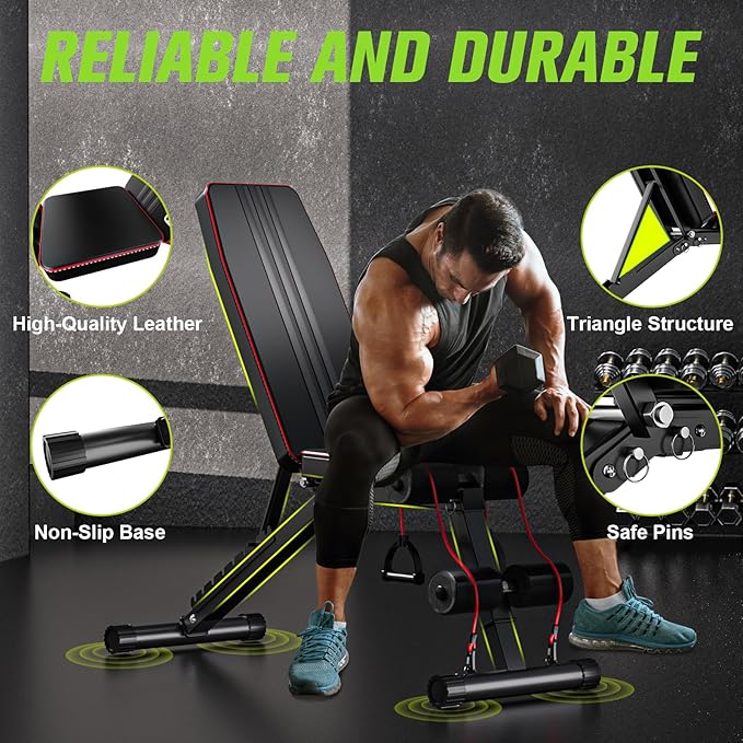 Adjustable Folding Weight Bench for Home Gym, 660 lbs Capacity Multi-Functional Workout Bench Sturdy Durable for Full Body