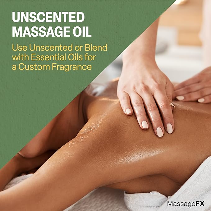 Massage Oil by Massage FX - 100% Pure Sweet Almond & Sunflower Seed Oil - Vitamin E - Ivy, Arnica & Aloe - Unscented - Perfect for a Full Body Massage, Maximum Friction - Paraben Free - 1 Gallon