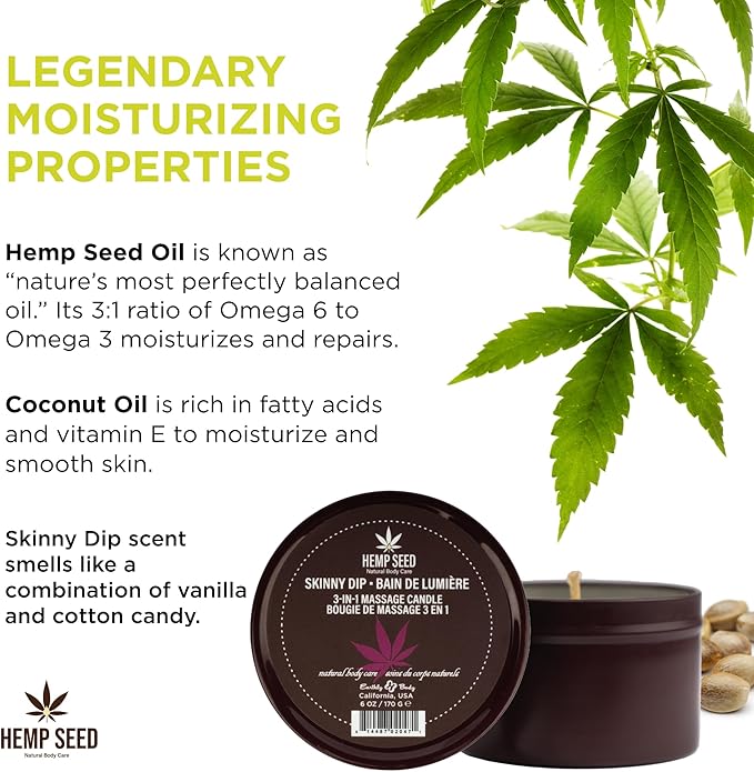 Hemp Seed Oil Massage Candle Skinny Dip Scent by Earthly Body