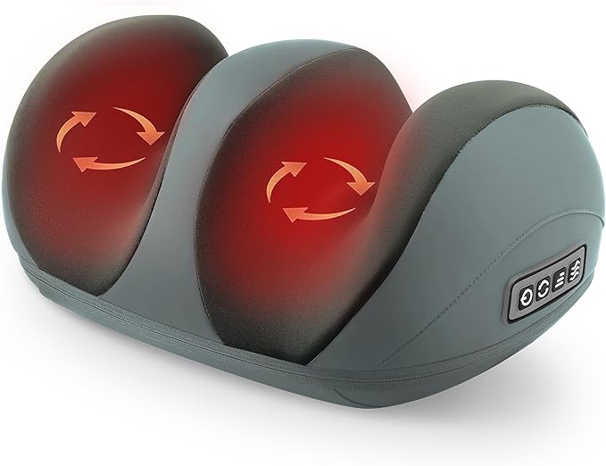 Foot Massager with Heat, Shiatsu Kneading Foot and Calf Electric Massager Machine with Roller, Massage Feet/Arm/Calf/Ankle for Relax, Plantar Fasciitis, Pain Relief, Gifts for Women & Men, Grey