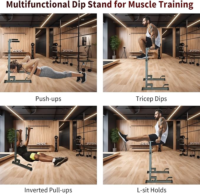 Power Tower Pull Up Bar Station, Free Standing Pull Up Rack Dip Station for Home Gym, Height Adjustable Home Strength Training Fitness Workout Equipment