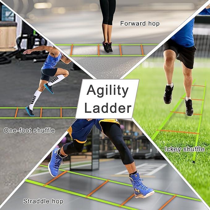 20ft Adjustable Agility Speed Ladder Training Ladder with Carry Bag - Soccer, Speed, Football Fitness Feet Training - Agility Training Equipment for Footwork Drills