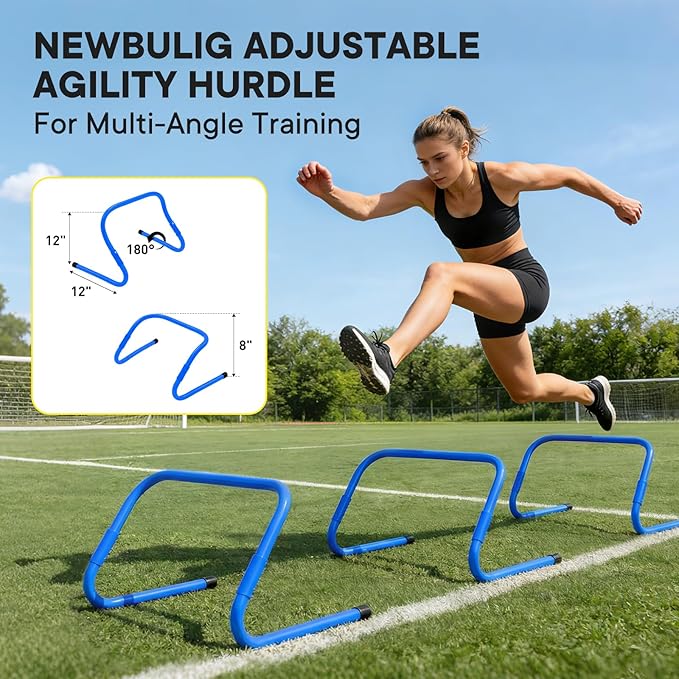 Agility Ladder Speed Training Equipment Set-20ft Ladder, 12 Cones, 4 Adjustable Hurdles, Jump Rope, Resistance Parachute| Basketball, Soccer, Football Practice Equipment for Youth, Adults