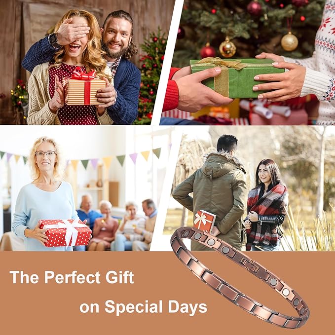 Copper Ankle Bracelets for Women for Arthritis, 9.44inch Pure Copper Magnetic Anklet, with 3500 Gauss Magnets, Copper Jewelry Gifts