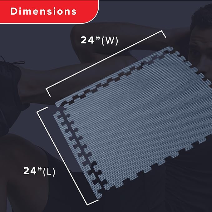 We Sell Mats 3/8" Thick Multipurpose EVA Foam Exercise Floor Mat, Interlocking Tiles, Anti-Fatigue for Home or Gym