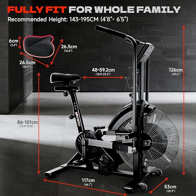 Exercise Bike | Magnetic & Air Resistance Exercise Bike | Adjustable Dual-Action Handlebars | APP-Connected Home Cardio Equipment