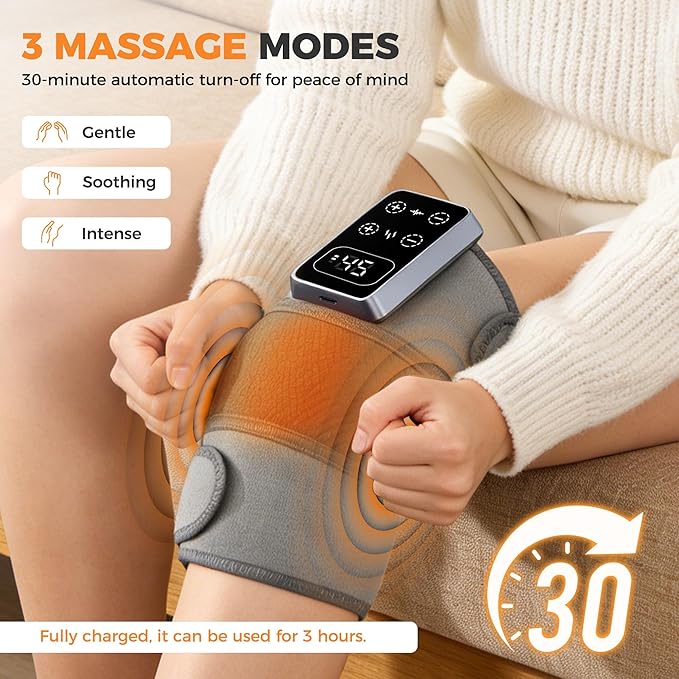 YAZHI Cordless Knee Massager for Pain Relief – Electric Heated Knee Brace, 5 Heat Levels & 3 Massage Modes, Gifts for Men and Women 2pack