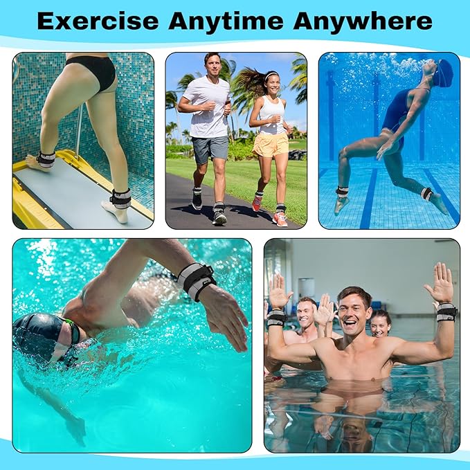 2 Pairs Ankle Wrist Weights for Land or Aquatic Exercise Aqua Cuffs Aqua Aerobics Fitness Bands for Ankle and Wrist Adjustable Weights for Swimming Pool Workout Equipment