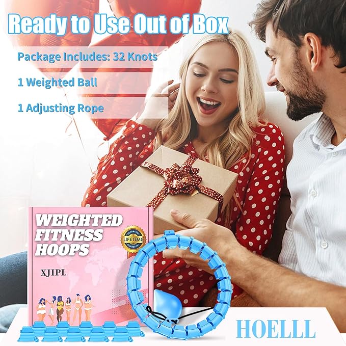 65 Inch Adjustable Fitness Waist Hoop – 32 Detachable Links, Quiet Non-Drop Fitness Tool for Adults Weight Loss, Plus Size Exercise Hoop for Women & Beginners
