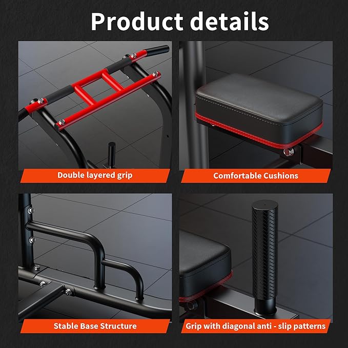 SogesHome Pull Up Bar and Dip Station, Heavy Duty Adjustable Home Gym Equipment for Strength Training, Multifunctional Workout Bar with Resistance Bands – Full Body & Core Exercise