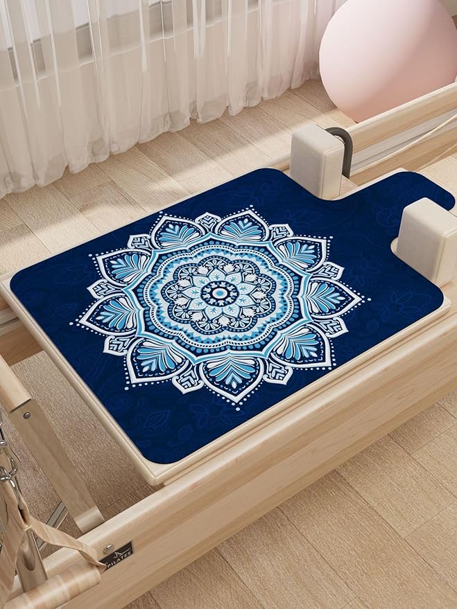 Pilates Reformer Mat, Non-Slip Suede Microfiber Workout Cover for Pilates Carriage, Absorbent Fitness Pad with Natural Rubber Base, Foldable & Portable for Home, Studio, Gym, 39.2"x24"x0.06"