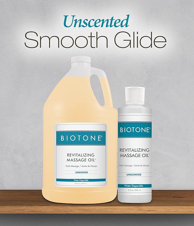 Biotone Revitalizing Unscented Massage Oil, 8 Ounce