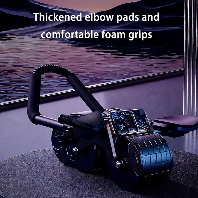 New Ab Roller for Wheel, Home Workout Auto Rebound Abdominal Wheel, Ab Abdominal Exercise Roller with Elbow Support, Core Workout Equipment for Strengthening Abs, for Women & Men