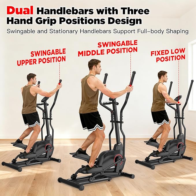 Elliptical Exercise Machine for Home Use, Elliptical Machine with Hyper-Quiet Magnetic Drive System, 14-Level Resistance Adjustment, 15.5IN Stride, 300LBS Weight Capacity, Tablet Holder