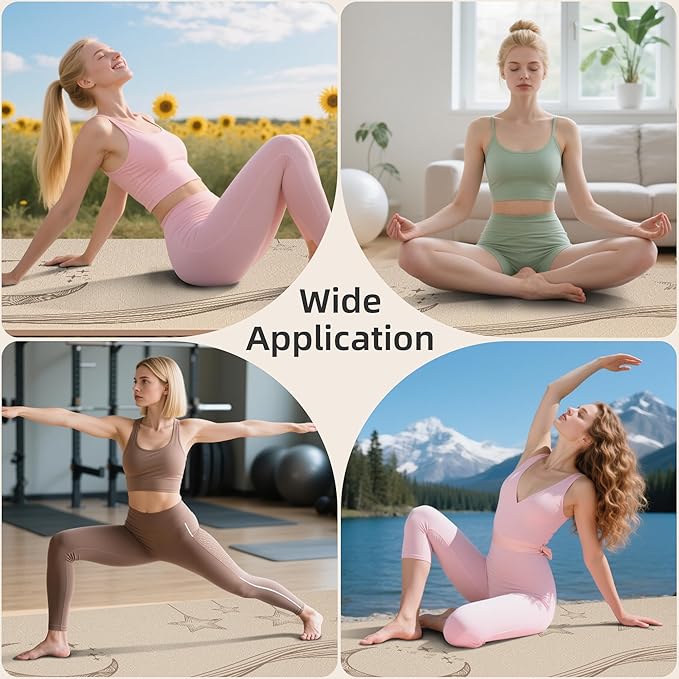 Large Yoga Mat, 72"x40"x0.4"Thick, Extra Wide Exercise Mat, Oversized Non Slip Workout Mat with Strap for Yoga, Pilates, Fitness, Home Gym Studio