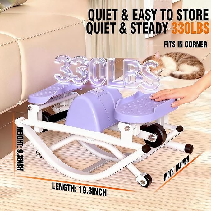 Rock Stepper for Exercise at Home, Lateral Rocking Stepper with Digital Counter & Resistance Bands, 330 LBS Weight Capacity & Low Impact, Ski Machine Full Body Workout Equipment