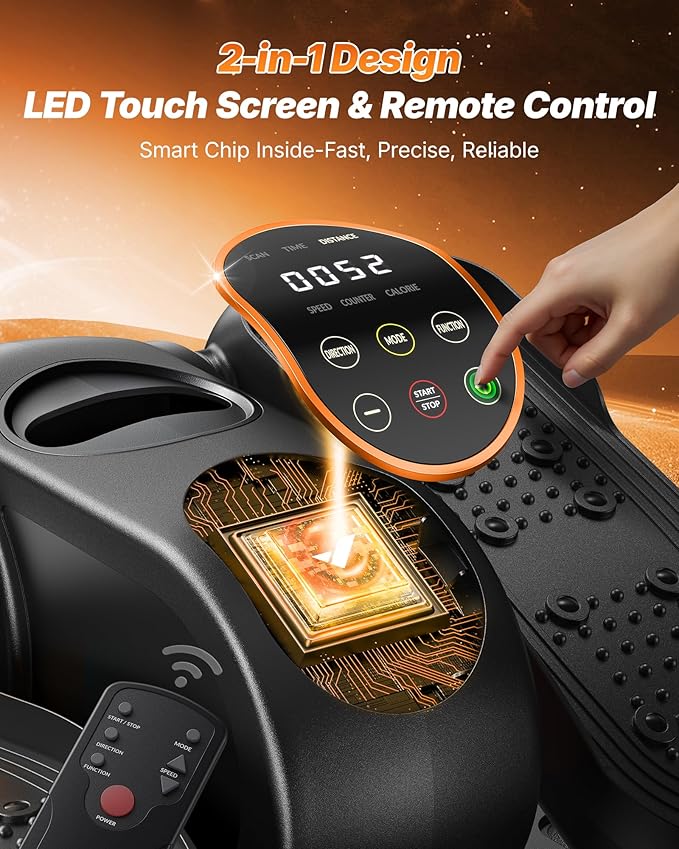 MERACH Under Desk Elliptical Machine, Leg Exerciser While Sitting for Seniors with Remote Control & 12-Speeds, Quiet Portable Electric Seated Pedal Exerciser Machine for Home Office