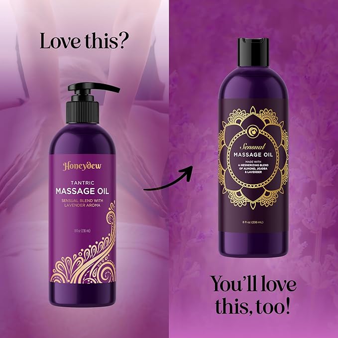 Lavender Massage Oil for Couples Relaxation - Non Greasy Non Staining Irresistibly Silky Full Body Massage Oil for Massage Therapy with Lavender Essential Oil - Therapeutic Grade Non GMO and Vegan