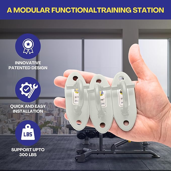 Anchor Gym Mini H1 (Set of 3) - Resistance Band Wall Anchors for Home Workouts | Wall Mount Anchor for Resistance Bands, Stretch Straps & Suspension Trainers