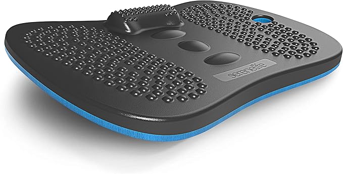Serenelife Wooden Anti Fatigue Mat - Ergonomic Natural Hardwood Wobble Balance Board with Ergonomic Design Comfort Floor Mat for Standing Desks, Fitness Workout For Home, Therapy, Black