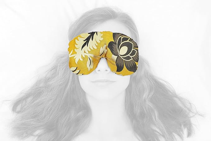 Handmade Weighted Sleep Eye Mask Yoga Pillow - Flax Seed Fill - Lavender Scented - Golden Botanic - TEMFL-GB