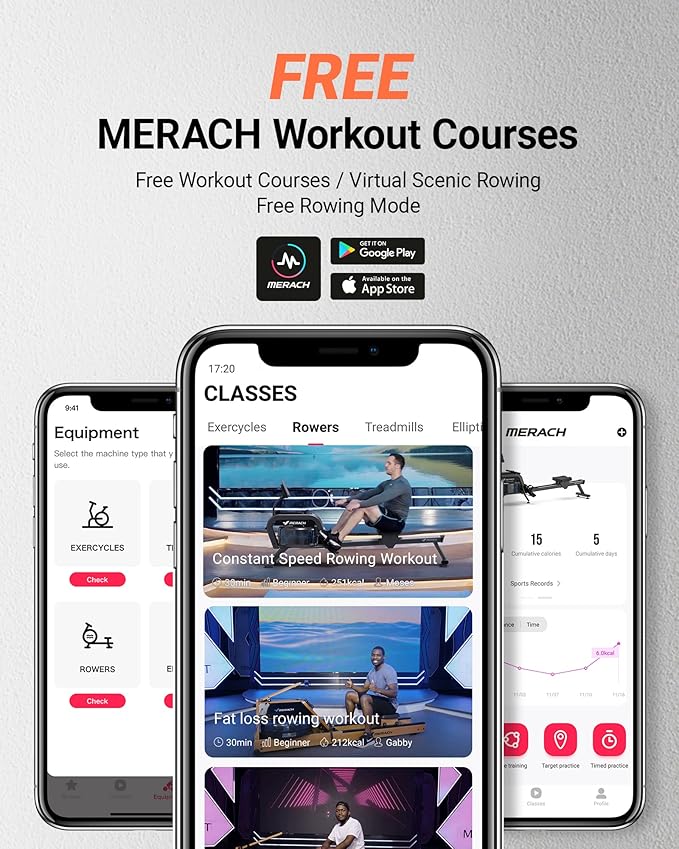 MERACH Water Magnetic Rowing Machine, Bluetooth Rower Machine with App Compatible and Dual Slide Rail, 350LB Max Weight, 16 Levels of Auto Resistance Feature, Rowing Machines for Home Use, R06
