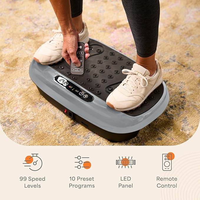Lifepro HexaPlate Lite Vibration Plate Exercise Machine with Magnetic Acupoints - Full Body Vibration Platform for Beginners and Recovery - Lymphatic Drainage Massager for Muscle Toning and Fitness