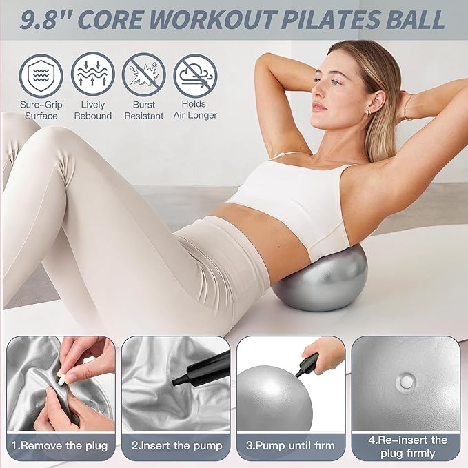Pilates Kit, Home Pilates Workout Kit for Women, Pilates Equipment with 14.5" Pilates Ring and Ball, Resistance Bands, Ankle Weights, Sliders & Grip Socks Accessories for Starter Home Workouts
