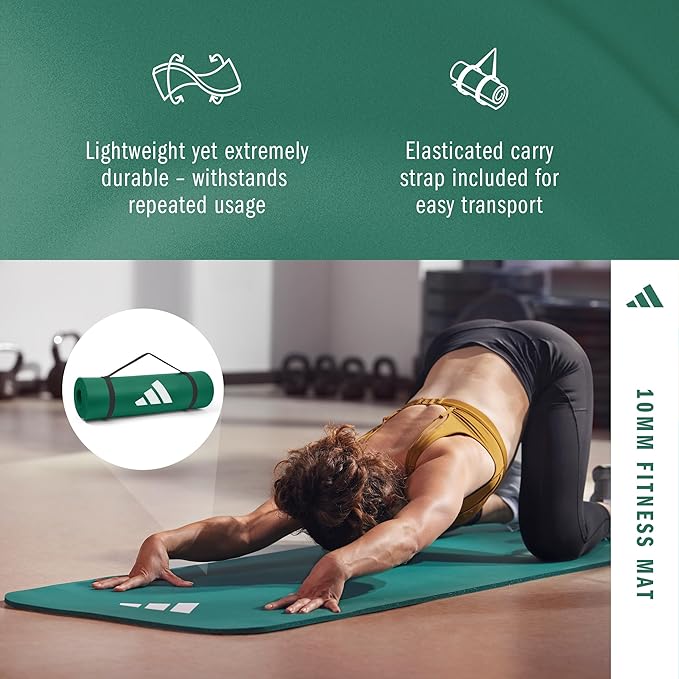adidas Fitness Mat - Lightweight - Non Slip Yoga Mat, 7mm or 10mm