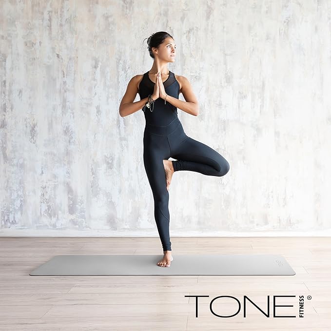 TONE Fitness Yoga Mat 1/4" Thick Non Slip Exercise & Pilates Mat for Home Workouts with Carrying Strap | Multiple Options