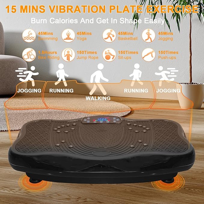 XXL 660LBS Vibration Plate Exercise Machine for Weight Loss, Whole Body Workout Vibration Fitness Platform ,Home Training Equipment ,Sport Gym for Fat Burner & Shaping for Women Men,Black