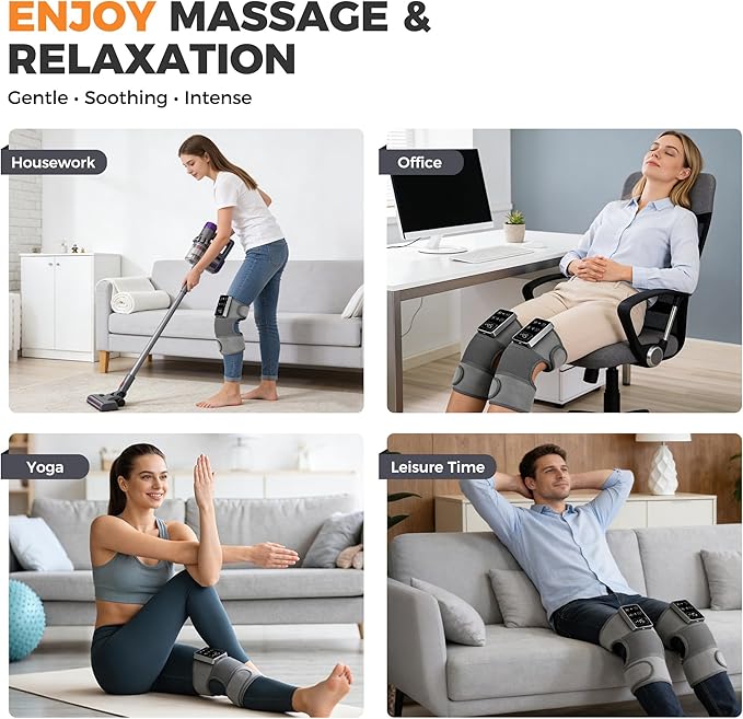 YAZHI Cordless Knee Massager for Pain Relief – Electric Heated Knee Brace, 5 Heat Levels & 3 Massage Modes, Gifts for Men and Women 1pack