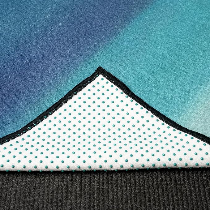 Eunzel Hot Yoga Towel, Non Slip Yoga Mat Towel Sweat Absorbent Printed Yoga Towel with Grip Dots for Hot Yoga, Pilates and Workout 72"x 24", Oceanic Melt