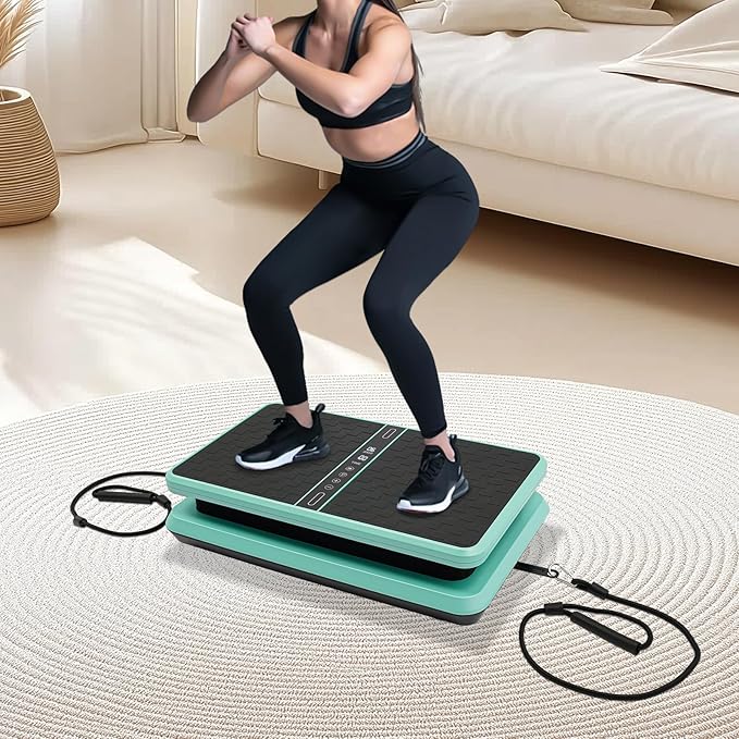Vibration Plate Exercise Machine -Whole Body Workout Fitness Platform with Remote Control & Resistance Bands 1-99 Speed for Home Gym Whole Body Fitness