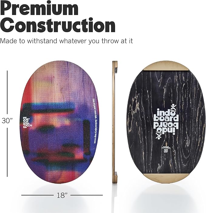 The Original Indo Board - Balance Board Trainer for Core Strength, Stability & Athletic Performance - Surfing, Skateboarding, Snowboarding, Yoga, Physical Therapy & More. Includes Board and Roller.