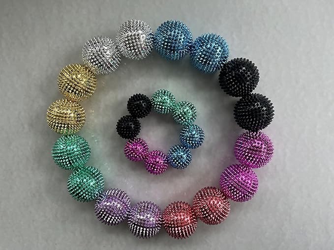 2X Spiky DBT Skill Balls | 2inch | Magnetic Stress Relief Balls | Spiky Massage Balls for Relaxation, Tension Release, Focus & Mobility (Rainbow)