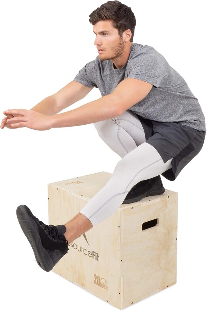 ProsourceFit 3-in-1 Wood Plyometric Jump Box For Cross Conditioning, Agility, Vertical Jump Training & Plyo Workouts