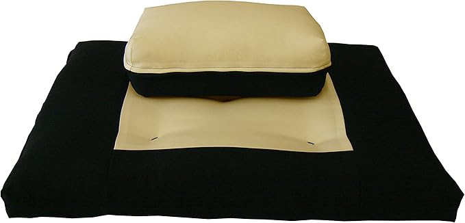 D&D Futon Furniture Zabuton Zafu Set, Yoga, Meditation Seat Cushions, Kneeling, Sitting, Supporting Exercise Pratice Zabuton & Zafu Cushions. (Tan)