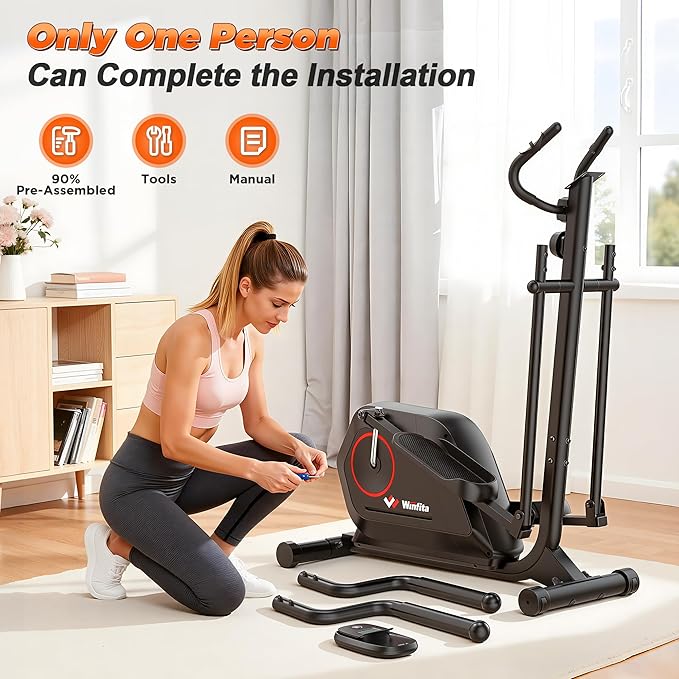 Elliptical Exercise Machine for Home Use, Elliptical Machine with Hyper-Quiet Magnetic Drive System, 14-Level Resistance Adjustment, 15.5IN Stride, 300LBS Weight Capacity, Tablet Holder