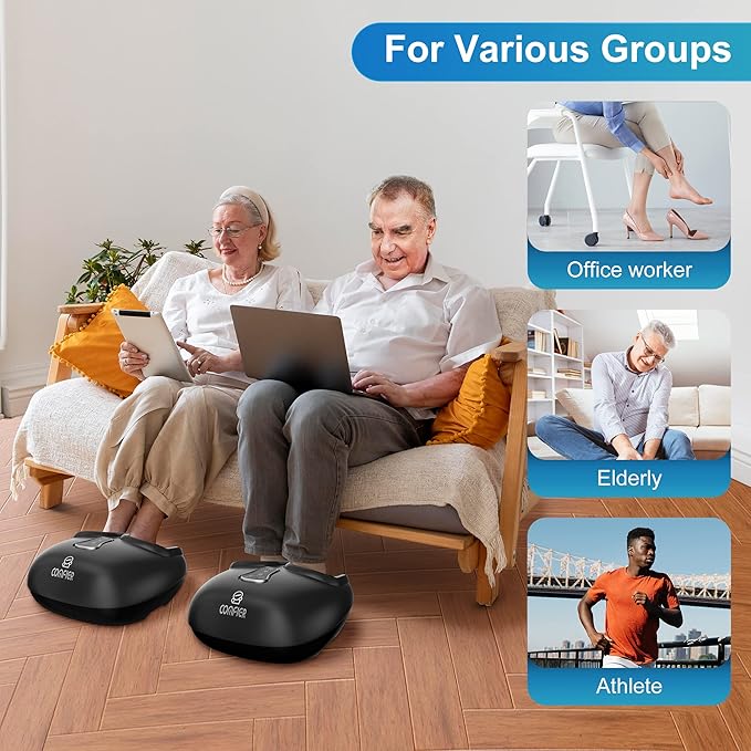 COMFIER Shiatsu Foot Massager with Heat,Vibration,Rolling Compression,Feet Massager for Plantar Fasciitis,Neuropathy Pain,Home Office Use,Fits Size up to 13IN,for Dad,Mom