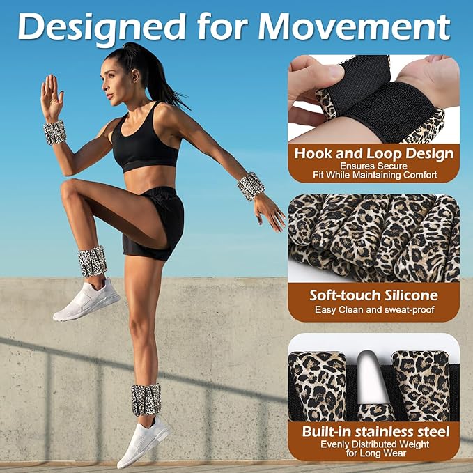 Wrist Ankle Weights for Women & Men, 2lbs/4lbs Adjustable Weighted Bangles to Boost Calorie Burn & Strength, Arm & Leg Weights for Pilates, Yoga, Walking, Barre, Gym & Home Workout