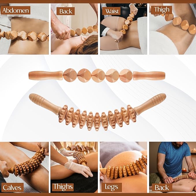 5 PCS Wood Therapy Massage Tools - Professional Maderoterapia Set for Body Contouring, Circulation Support and Muscle Tension Relief