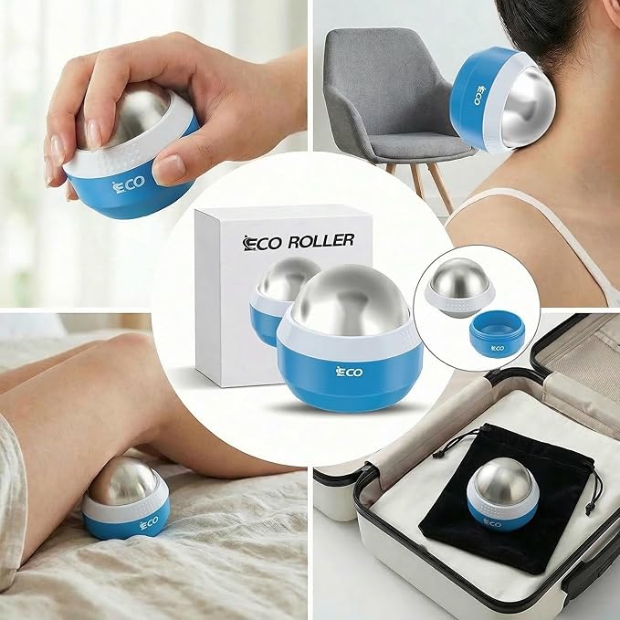 iECO Cold Massage Roller Ball - Ice Roller Ball for Muscles Deep Tissue, Cold & Heat Therapy, Plantar Fasciitis Roller